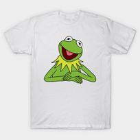 Men Black Print T-shirt Kermit The Frog No-Cut Transfer Paper Print Cotton Tshirt 3XL balta