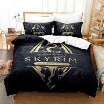 Skyrim Patalynės Komplektas Viengulis Twin Pilnas Karalienės Karaliaus Dydžio Lovos Komplektas Suaugusių Berniukų Miegamojo Antklodės Užvalkalų Rinkinys 3D Spausdinti Anime Paklodės Rinkinys EU Single(135*200cm)3pcs