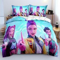 Personality Kpop Demon Hunte Bedding Set Luxury Rumi Mira Zoey Quilt Cover Pillowcase Girls Bedroom Bed Sack Pillowslip EU Single(135*200cm)3pcs