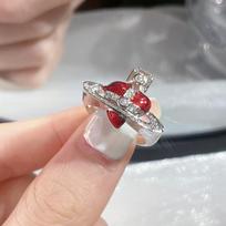 Red Drip Love Saturn Open Ring Fashion Square Niche Design High Sense Light Luxury Personality Ring Women Adjustable opening