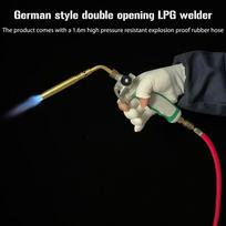 Nešiojamas suskystintų dujų degiklis Vokiško stiliaus MAPP LPG suvirintojas liepsnos šildymo pistoletas dvigubas jungiklis su 1,6 m guminiu žarna suvirinimo įrankis China Mainland