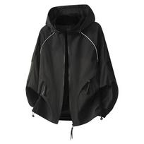 Men's Solid Color Unisex Hooded Windbreaker Jacket Waterproof Oversized Outdoor Casual Coat L juoda