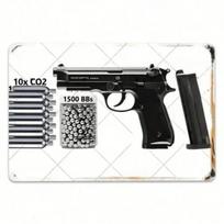 Beretta 92FS CO2 BB Pistoletas Metalinė Skardinė Sienos Ženklas Vintažinis Sporto Dekoras 20x30cm