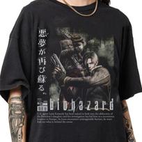 Retro stiliaus klasikiniai siaubo temos žaidimo „Resident Evil“ periferiniai marškinėliai iš 1990-ųjų unisex grafikos spausdinimo marškinėliai vyrams ir moterims. S