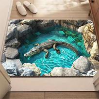 3D optinė iliuzija Katė Apvali skylė Durų kilimėlis Kasdienis namų Absorbentas Neslystantis kilimas Svetainės Miegamojo Vonios kambario Įėjimo dekoras Kilimas 30x50cm