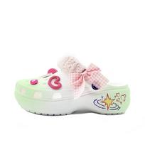 Crocs Classic Platform Clog Interstellar Niche Campus Style EVA Fashion Trend Comfortable Hole Shoes Unisex Green 34-35 žalia