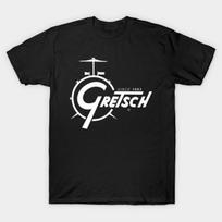 Men Black Print T-shirt Gretsch Drums No-Cut Transfer Paper Print Cotton Tshirt 4XL juoda