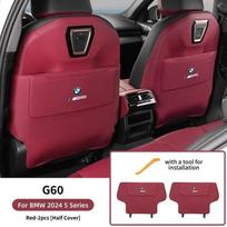 -2 vnt. Automobilio sėdynės nugarėlės apsauga BMW 5 serijai G60 2024 2025 PU oda Anti-Kick kilimėliai Nešvarumams atsparus padas Su laikymo priedais Half Cover Black