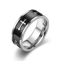 Metal Cross Ring for Men Women Black Silver Color Stainless Steel Ring Punk Gothic Simple Accessories Christian Jewelry Gift 7