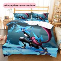 Animacinių Pokémonų Rašto Patalynė Namų Dekoras Gimtadienio Dovana (1 * užvalkalas antklodei + 2 * užvalkalai pagalvėms, be užpildo) 135x200cm
