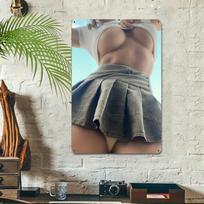 Kalėdinės Pin-Up merginos metalinis ženklas, dovana biurui, sienų dekoras 20x30cm