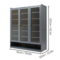 Shoe Cabinet 18 Drawers Freestanding Shoe Rack Organization for Entryway Modern Shoe Rack Organizer w/ 3 Doors Shelves Blue