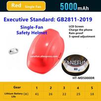Construction Safety Helmet With 2 Fans LED Headlight 8000mAh Rechargeable Battery Bluetooth Speaker FM Radio Outdoor Work Helmet
