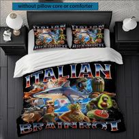 3pcs Italian Brainrot Print Duvet Cover Set - Mother'S Day Surprise! Fun Digital Print Bedding Three-Piece Set, All-Season Duvet Cover Set&EU Single(135x200cm)