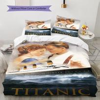 Titanic Pattern Bedding,Quilt Set Quilt Cover Pillowcase Home Birthday Gift (1 * duvet cover + 2 * pillowcase, without core) 135x200cm