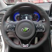 Hand-stitched non-slip black red  leather Carbon Fiber car steering wheel cover For Kia Sportage KX5 K5 Optima 2016-2018 style 1