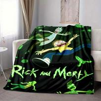 1pc Rick Morty Flannel Throw Blanket - Lightweight Soft Warm All-Season Blanket for Sofa, Bed, Travel, Camping  L1029174 80x120cm