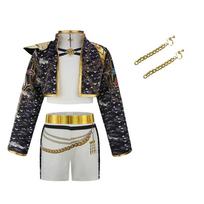 Vaikams Mergaitėms Kpop Medžiotojo Cosplay Kostiumas Kpop Dainininko Gimtadienio Šventės Sceninio Pasiruošimo Kostiumas Helovino Karnavalo Vaikų Persirengimo Rinkinys 110