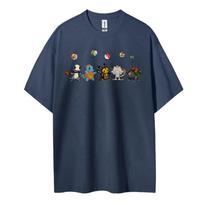 Naujas Pokemonų spaudinys Nauji vyriški ir moteriški vidutinio ir didelio dydžio vaikiški trumpomis rankovėmis marškinėliai Grynos medvilnės apvalia kaklo iškirpte laisvi viršutiniai drabužiai S