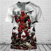 Vyriški minimalistiniai Deadpool 3D marškinėliai Marvel personalizuotas spaudinys Harajuku laisvalaikio stilius vasariniai trumpi kvėpuojantys ir patogūs S