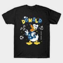 Men Black Print T-shirt Donald Duck: Quacks, Laughs, And Chaos No-Cut Transfer Paper Print Cotton Tshirt S juoda