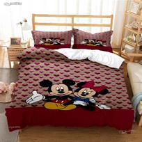 Mickey ir Minnie Mouse Animacinis Visų Sezonų Antklodės Užvalkalas Antklodė Lovos Patalynės Komplektas Minkštas Antklodės Užvalkalas Ir Pagalvės Užvalkalas Viengulis/Dvigulis/Karalienės Dydis/Karališkasis Dydis EU Single(135*200cm)3pcs