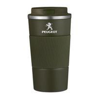 500 ml nerūdijančio plieno kavos puodelis-termosas Nešiojama kelioninė termosinė puodelis Peugeot 206 208 306 307 308 407 408 508 2008 3008 407 508 2008 5008 juoda