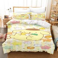 Pompompurin Sanrio 3-Piece 1 Quilt Cover One Piece Bedding Set Comforte Luxus Exquisite Birthday Gift 100% Polyester Home Decor EU Single(135*200cm)3pcs