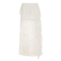 Women's Lace Mesh Skirt Y2k White Midi Skirt Elegant Bohemia Style Clothing Summer one size balta