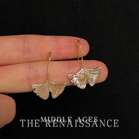 Retro metal ginkgo biloba earrings stud earrings niche design light luxury earrings