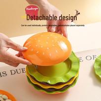 Cute Cartoon Burger Bun 5-Piece Plate Set