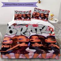 Bratz Mielų raštų patalynės komplektas (antklodės užvalkalas, pagalvės užvalkalas) Namų dekoracija Gimtadienio dovana (1 * antklodės užvalkalas + 2 * pagalvės užvalkalai be šerdies)13 135x200cm