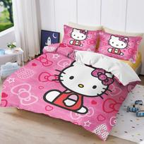 „Hello Kitty“ spausdintas miegamojo patalynės komplektas, antklodės užvalkalas, kalėdinės dovanos, komfortiškas animacinis filmas su pagalvės užvalkalu EU Single(135*200cm)3pcs