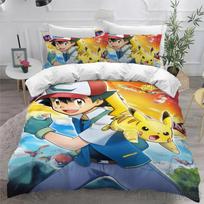 Anime Bandai 3D namams Pokemon Pikachu patalynės komplektas Kūdikių antklodžių užvalkalų komplektai Lovos skalbiniai Twin Single King Vaikams Suaugusiems Dovana EU Single(135*200cm)3pcs
