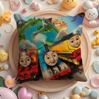 T-Thomas The Train Pillow Case Soft Plush Fabric Double-Sided Printed Cushion Cover Warm Winter Sofa Pillow Case 30cmx30cm