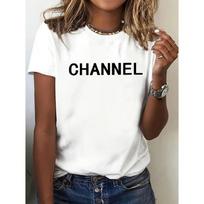 Graphic T-shirt - Crew Neck Short Sleeve Women's Casual Elegant Fashion S balta