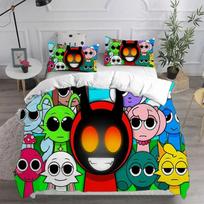 Sprunki Bedding Sets Soft Bed Cover Comforter Duvet Cover Pillow Case 2-3 Pieces Sets Teenagers Children'S Gifts Bedroom Decor EU Single(135*200cm)3pcs