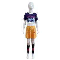 KPop Demon Hunters Witch Group Cosplay Clothing Print New European And American Style Girl Pop Singer T - Shirt + Pants 2 Pieces Set 100 tamsiai violetine spalva