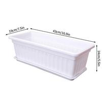 Baltos gėlės langinės plastikiniai daržovių daigyklių stačiakampiai platn vazonai lauko patalpų palangėms terasai sodui namų dekoravimui 43x19x14cm balta