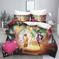 Tinkerbell Anime Disney Lovos Patalynės Komplektas Antklodės Užvalkalas 100% Poliesteris Tinka Vaikams Ir Suaugusiems 3 Dalių Komplektas 1 Antklodės Užvalkalas EU Single(135*200cm)3pcs