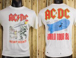 Vintažiniai ACDC Heat Seeker koncertiniai marškinėliai 1988 m. Balti Unisex marškinėliai XL