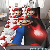 Jaukus kūdikio patalynės komplektas su Anime Super Mario Anime 3D antklodės užvalkalas Vaikams Vaikams Paaugliams Suaugusiems Namų tekstilė Antklodės užvalkalas EU Single(135*200cm)3pcs