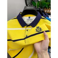 STORN Madingi dryžuoti trumpomis rankovėmis vyriški polo marškinėliai su raidžių siuvinėjimo dizainu, verslo atsitiktinio stiliaus, kvėpuojantys Paul T-shirt M mėlyna