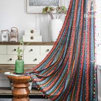 Bohemian Ethnic Style Blackout Curtain for Doors and Bay Windows 150x60 cm (130g)