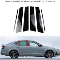 6 vnt. Anglies pluošto statramsčių apdailos juostelės langų apdailos dangteliai BC statramsčio lipdukai Skoda Octavia Mk3 (5E) 2014- Automobilių Aksesuarai juoda