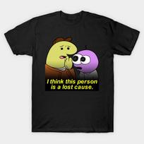 Men Black Print T-shirt Smiling Friends - Lost Cause No-Cut Transfer Paper Print Cotton Tshirt L juoda