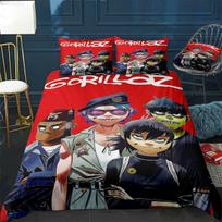 Muzikinės grupės Gorillaz patalynės komplektas Anime antklodės užvalkalai Dvigulė lova Viengulė lova Patalynės antklodės užvalkalas Animacinis vaikų patalynės komplektas namams EU Single(135*200cm)3pcs