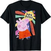 Peppa Pig Ei, Peppa Spalvota Saulėta Įspūdinga Pozos Portretinė Vyriška Moteriška Marškinėliai L juoda