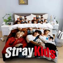 KPOP antklodės užvalkalas pagalvės užvalkalas S-Stray-K-Kids patalynės komplektas suaugusiems berniukui mergaitei miegamojo dekoravimas vaikų dovana viengulis dvigulis didelis dydis EU Single(135*200cm)3pcs