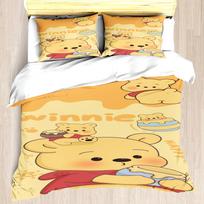MINISO Pūkuotuko Duvet Cover Set Comforter Bedding 3d Vaikų patalynės komplektas 3 dalys 1 antklodės užvalkalas Karališko dydžio EU Single(135*200cm)3pcs